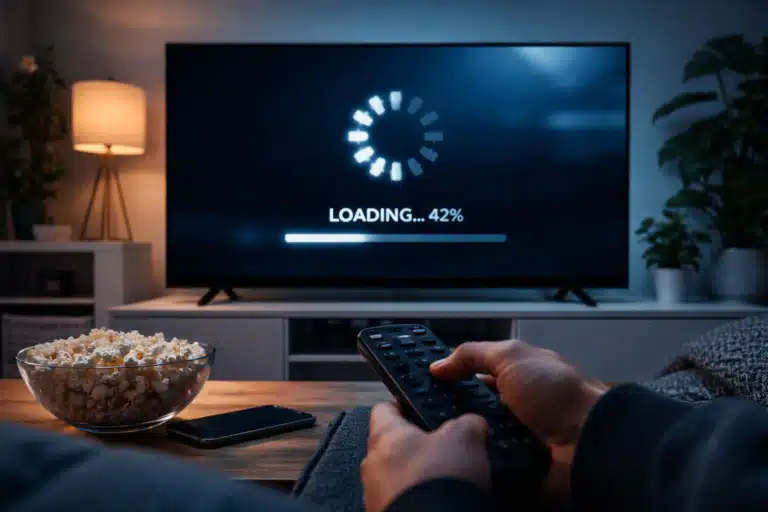 IPTV travando com tela de carregamento durante transmissão de streaming